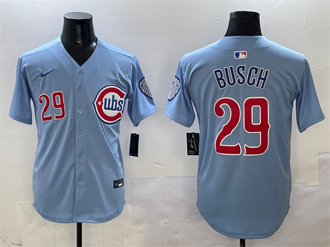 Men's Chicago Cubs #29 Michael Busch Blue 2024 25 2nd Alternate Limited Stitched Baseball Jersey Men's Chicago Cubs #29 Michael Busch Blue 2024 25 2nd Alternate Limited Stitched Baseball Jersey