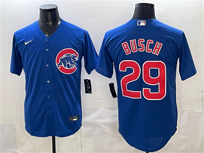 Men's Chicago Cubs #29 Michael Busch Royal Cool Base Stitched Baseball Jersey Men's Chicago Cubs #29 Michael Busch Royal Cool Base Stitched Baseball Jersey