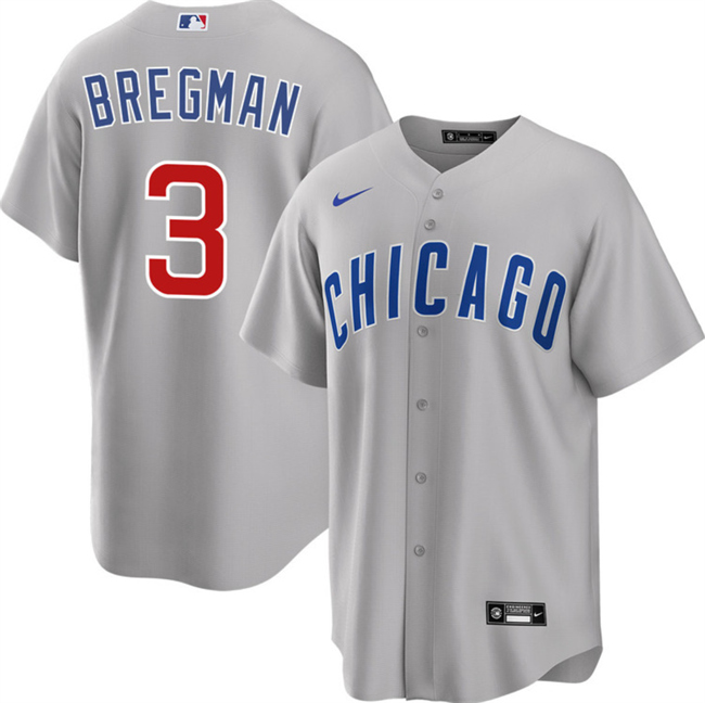 Men's Chicago Cubs #3 Alex Bregman Grey 2026 Cool Base Limited Stitched Baseball Jersey Men's Chicago Cubs #3 Alex Bregman Grey 2026 Cool Base Limited Stitched Baseball Jersey
