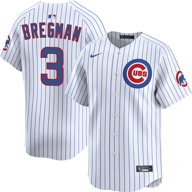 Men's Chicago Cubs #3 Alex Bregman White 2026 Home Limited Stitched Baseball Jersey Men's Chicago Cubs #3 Alex Bregman White 2026 Home Limited Stitched Baseball Jersey