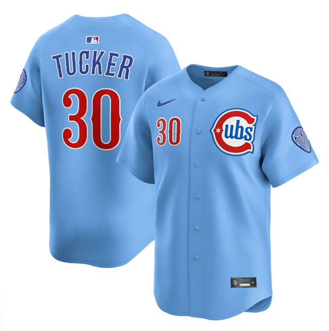 Men's Chicago Cubs #30 Kyle Tucker Blue 2024 25 2nd Alternate Limited Stitched Baseball Jersey