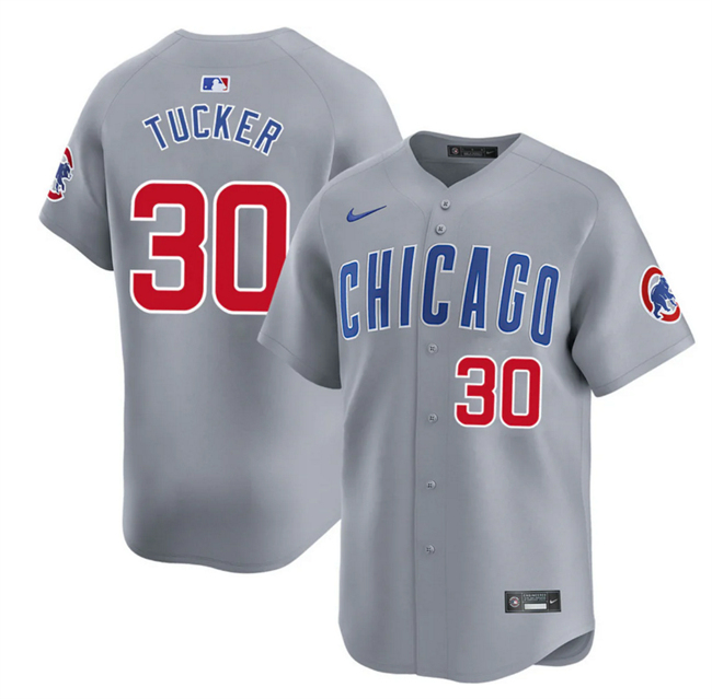 Men's Chicago Cubs #30 Kyle Tucker Grey 2025 Limited Stitched Baseball Jersey Men's Chicago Cubs #30 Kyle Tucker Grey 2025 Limited Stitched Baseball Jersey
