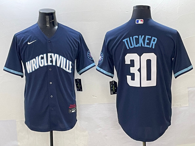 Men's Chicago Cubs #30 Kyle Tucker Navy City Connect Stitched Baseball Jersey