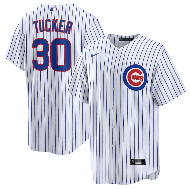 Men's Chicago Cubs #30 Kyle Tucker White 2024 Cool Base Stitched Baseball Jersey Men's Chicago Cubs #30 Kyle Tucker White 2024 Cool Base Stitched Baseball Jersey