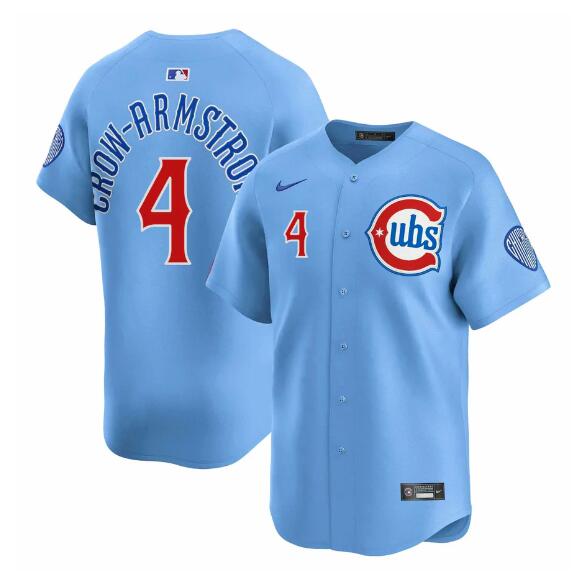 Men's Chicago Cubs #4 Pete Crow-Armstrong Blue 2024 25 2nd Alternate Limited Stitched Baseball Jersey Men's Chicago Cubs #4 Pete Crow-Armstrong Blue 2024 25 2nd Alternate Limited Stitched Baseball Jersey