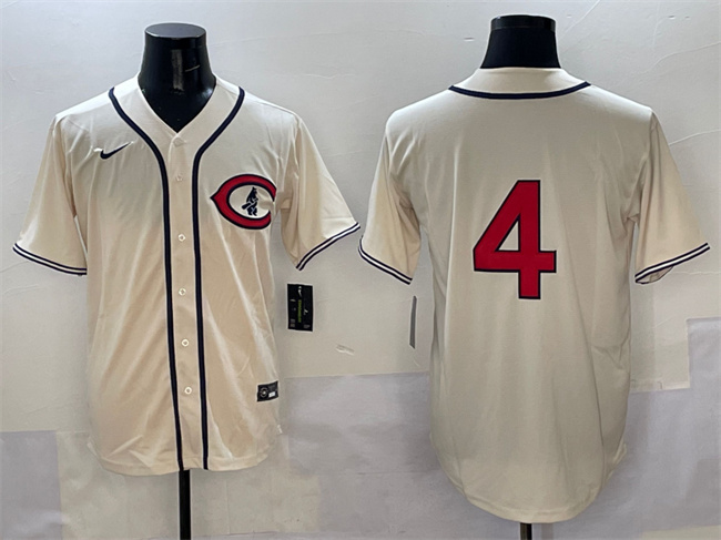Men's Chicago Cubs #4 Pete Crow-Armstrong Cream Field Of Dreams Cool Base Stitched Baseball Jersey Men's Chicago Cubs #4 Pete Crow-Armstrong Cream Field Of Dreams Cool Base Stitched Baseball Jersey