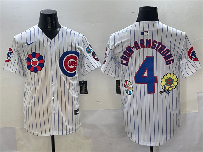 Men's Chicago Cubs #4 Pete Crow-Armstrong White 2025 Tokyo Series Limited Stitched Baseball Jersey Men's Chicago Cubs #4 Pete Crow-Armstrong White 2025 Tokyo Series Limited Stitched Baseball Jersey
