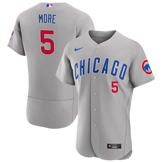 Men's Chicago Cubs #5 Christopher Morel Grey Flex Base Stitched Baseball Jersey Men's Chicago Cubs #5 Christopher Morel Grey Flex Base Stitched Baseball Jersey