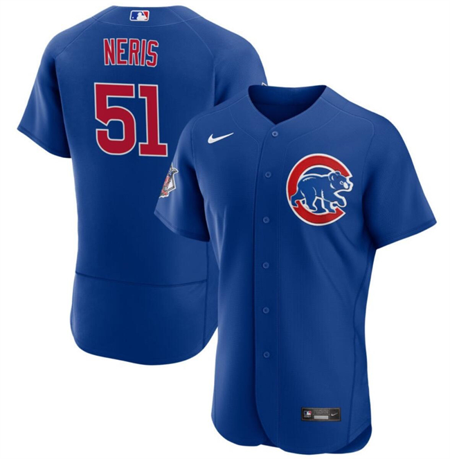 Men's Chicago Cubs #51 Héctor Neris Blue Flex Base Stitched Baseball Jersey Men's Chicago Cubs #51 Héctor Neris Blue Flex Base Stitched Baseball Jersey