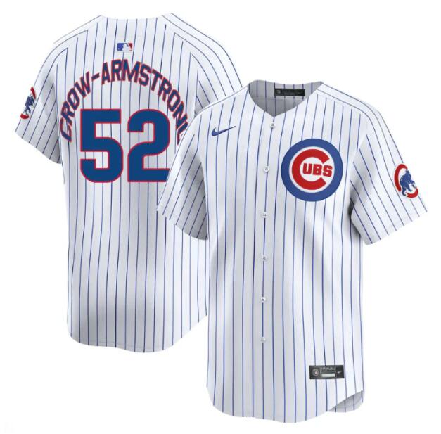 Men's Chicago Cubs #52 Pete Crow-Armstrong White Home Limited Stitched Baseball Jersey Men's Chicago Cubs #52 Pete Crow-Armstrong White Home Limited Stitched Baseball Jersey