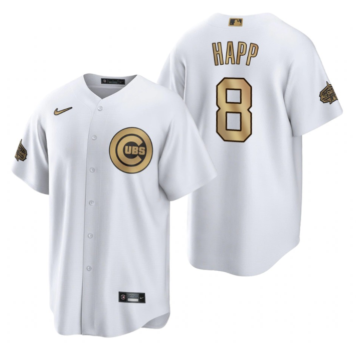 Men's Chicago Cubs #8 Ian Happ 2022 All-Star White Cool Base Stitched Baseball Jersey