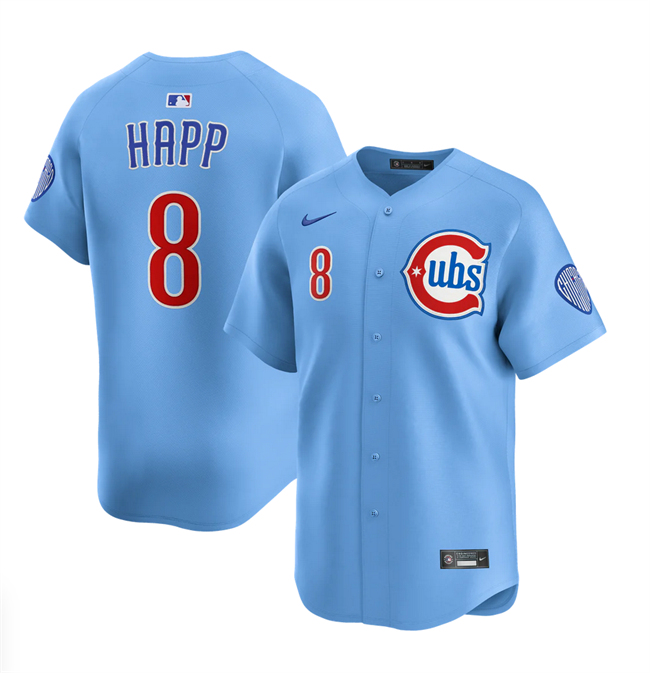 Men's Chicago Cubs #8 Ian Happ Blue 2024 25 2nd Alternate Limited Stitched Baseball Jersey