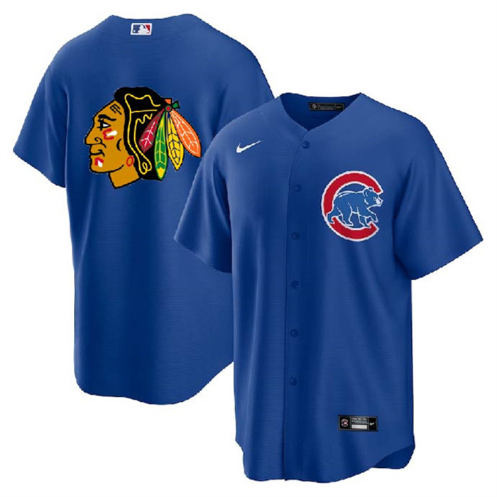 Men's Chicago Cubs & Blackhawks Royal Cool Base Stitched Baseball Jersey Men's Chicago Cubs & Blackhawks Royal Cool Base Stitched Baseball Jersey
