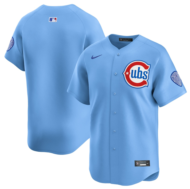 Men's Chicago Cubs Blank Blue 2024 25 2nd Alternate Limited Stitched Baseball Jersey