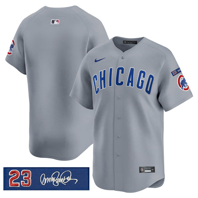 Men's Chicago Cubs Blank Gray 'Ryne Sandberg Tribute' Vapor Limited V3 Stitched Baseball Jersey Men's Chicago Cubs Blank Gray 'Ryne Sandberg Tribute' Vapor Limited V3 Stitched Baseball Jersey