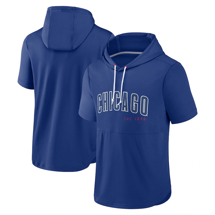 Men's Chicago Cubs Blue Sideline Training Hooded Performance T-Shirt Men's Chicago Cubs Blue Sideline Training Hooded Performance T-Shirt