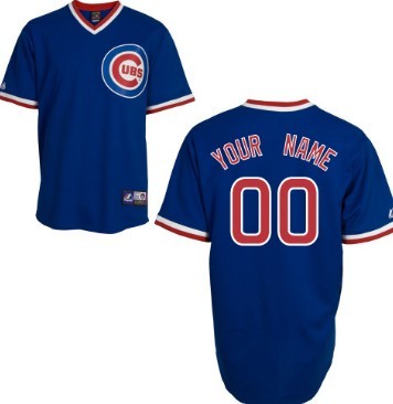 Men's Chicago Cubs Customized Blue Throwback Jersey Men's Chicago Cubs Customized Blue Throwback Jersey