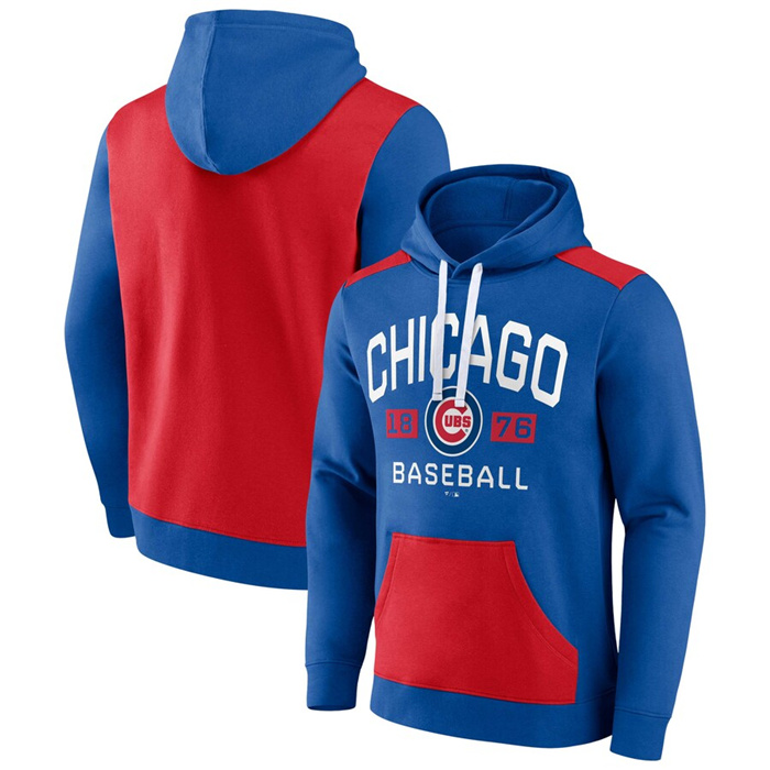 Men's Chicago Cubs Royal Red Chip In Pullover Hoodie Men's Chicago Cubs Royal Red Chip In Pullover Hoodie