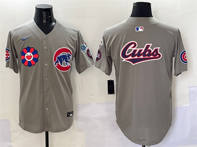 Men's Chicago Cubs Team Big Logo Gray 2025 Tokyo Series Limited Stitched Baseball Jersey