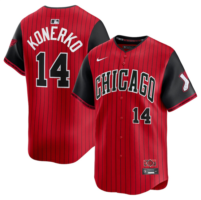 Men's Chicago White Sox #14 Paul Konerko Red Black 2025 City Connect Limited Stitched Baseball Jersey Men's Chicago White Sox #14 Paul Konerko Red Black 2025 City Connect Limited Stitched Baseball Jersey