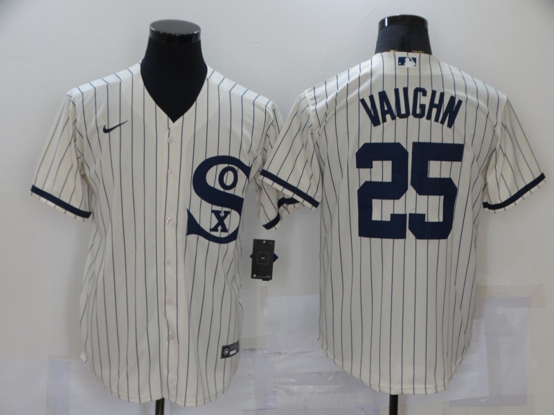 Men's Chicago White Sox #25 Andrew Vaughn 2021 Cream Navy Field of Dreams Name Flex Base Stitched Jersey Men's Chicago White Sox #25 Andrew Vaughn 2021 Cream Navy Field of Dreams Name Flex Base Stitched Jersey