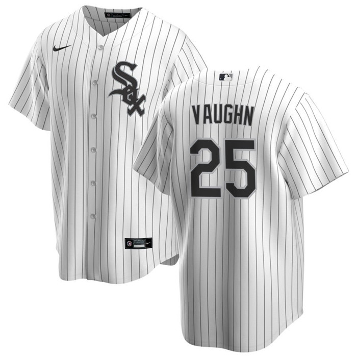 Men's Chicago White Sox #25 Andrew Vaughn White Cool Base Stitched Jersey Men's Chicago White Sox #25 Andrew Vaughn White Cool Base Stitched Jersey