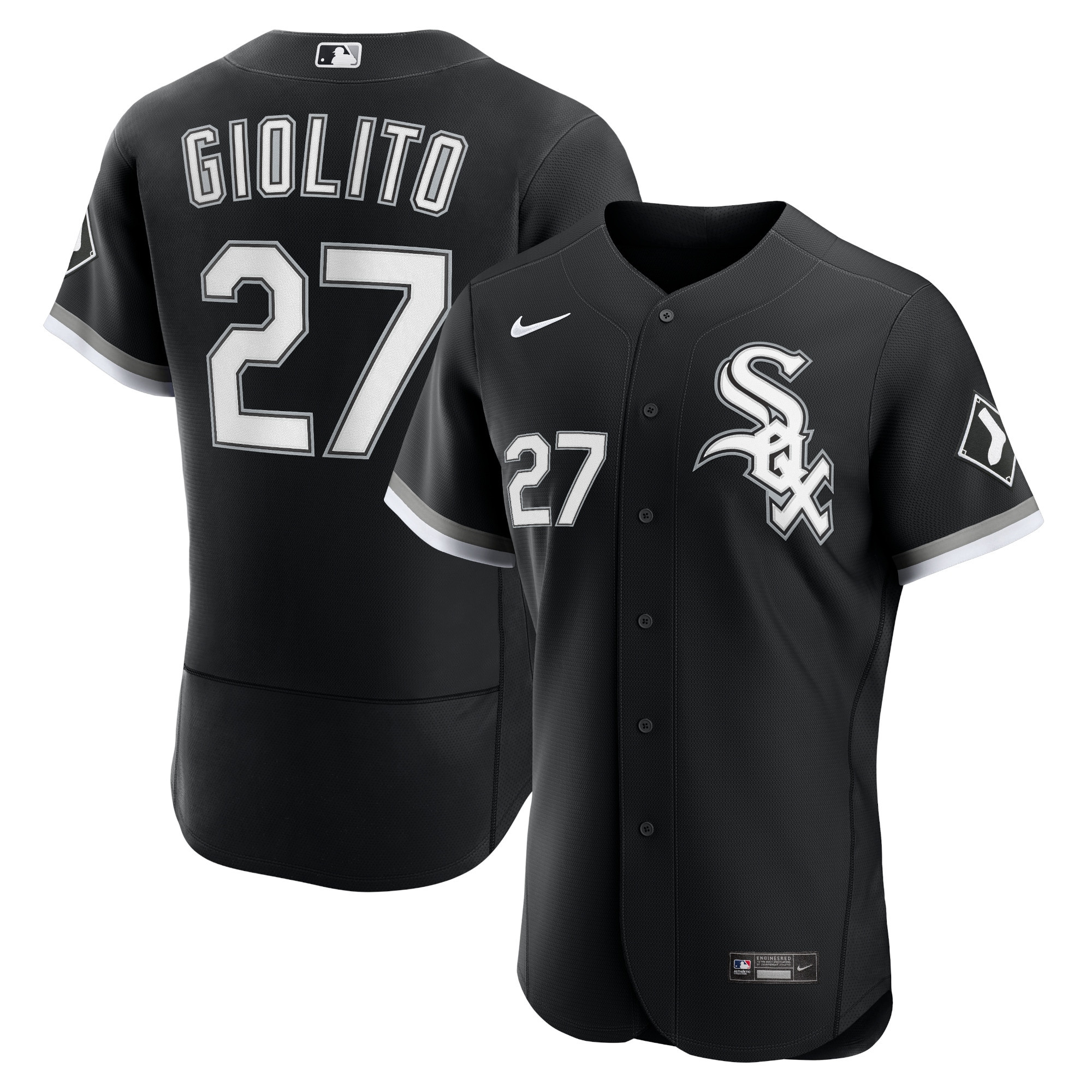 Men's Chicago White Sox #27 Lucas Giolito Black Flex Base Stitched Baseball Jersey Men's Chicago White Sox #27 Lucas Giolito Black Flex Base Stitched Baseball Jersey