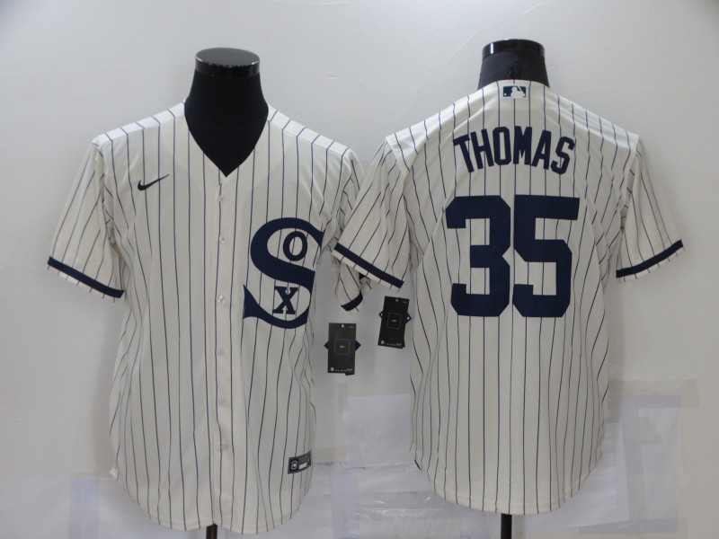 Men's Chicago White Sox #35 Frank Thomas 2021 Cream Navy Field of Dreams Name Flex Base Stitched Jersey Men's Chicago White Sox #35 Frank Thomas 2021 Cream Navy Field of Dreams Name Flex Base Stitched Jersey