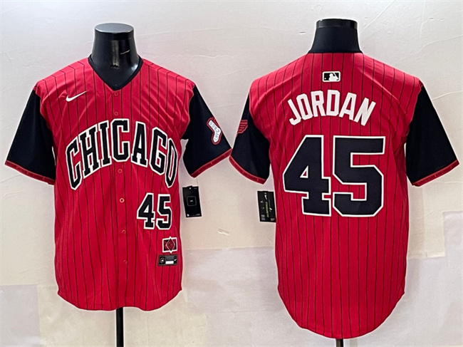 Men's Chicago White Sox #45 Michael Jordan Red Black 2025 City Connect Limited Stitched Baseball Jersey Men's Chicago White Sox #45 Michael Jordan Red Black 2025 City Connect Limited Stitched Baseball Jersey