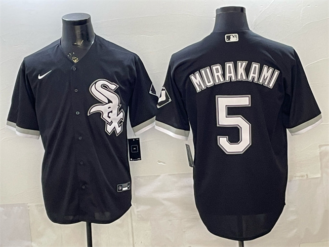 Men's Chicago White Sox #5 Munetaka Murakami Black Alternate Stitched Baseball Jersey Men's Chicago White Sox #5 Munetaka Murakami Black Alternate Stitched Baseball Jersey