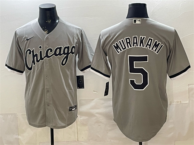 Men's Chicago White Sox #5 Munetaka Murakami Grey Stitched Baseball Jersey Men's Chicago White Sox #5 Munetaka Murakami Grey Stitched Baseball Jersey