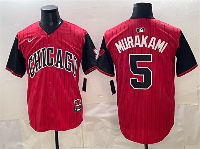Men's Chicago White Sox #5 Munetaka Murakami Red Black 2025 City Connect Limited Stitched Baseball Jersey Men's Chicago White Sox #5 Munetaka Murakami Red Black 2025 City Connect Limited Stitched Baseball Jersey