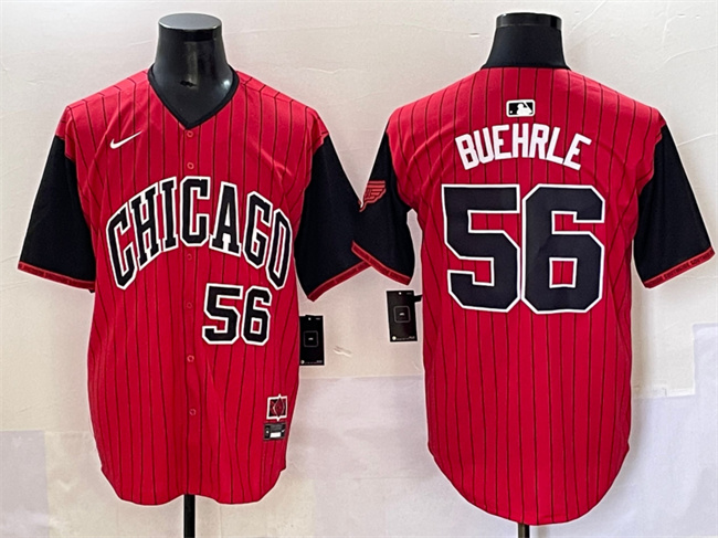 Men's Chicago White Sox #56 Mark Buehrle Red Black 2025 City Connect Limited Stitched Baseball Jersey Men's Chicago White Sox #56 Mark Buehrle Red Black 2025 City Connect Limited Stitched Baseball Jersey