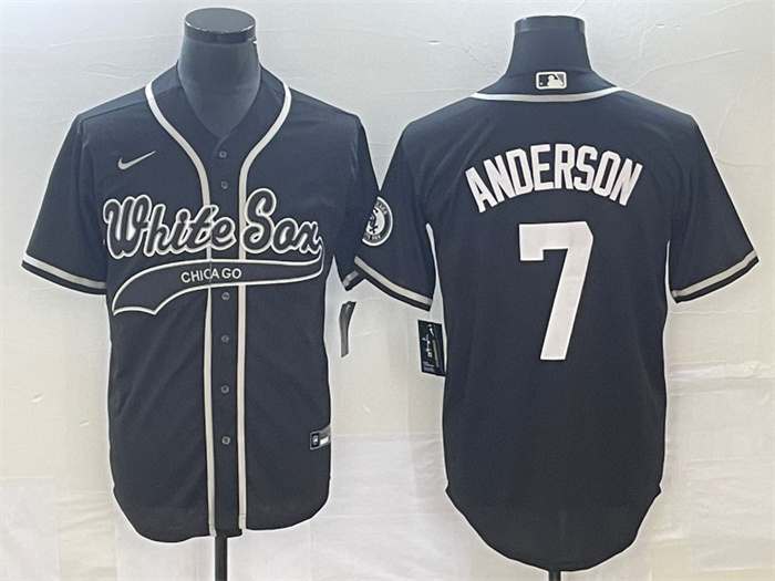 Men's Chicago White Sox #7 Tim Anderson Black Cool Base Stitched Jersey Men's Chicago White Sox #7 Tim Anderson Black Cool Base Stitched Jersey