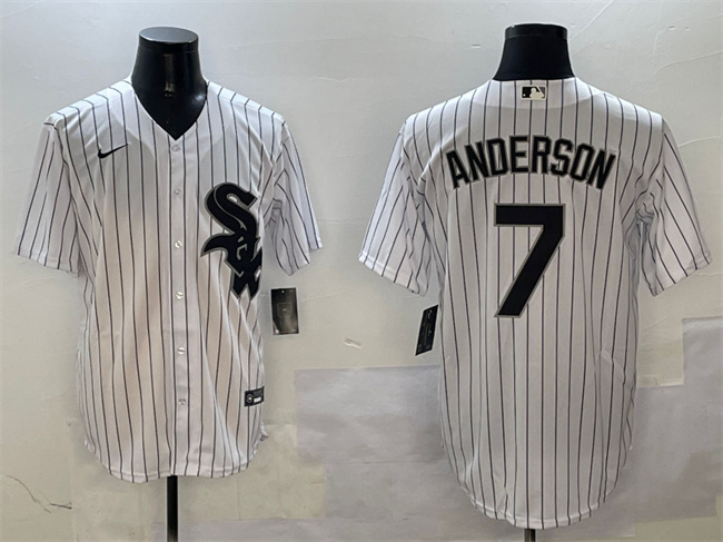 Men's Chicago White Sox #7 Tim Anderson White Cool Base Stitched Baseball Jersey Men's Chicago White Sox #7 Tim Anderson White Cool Base Stitched Baseball Jersey
