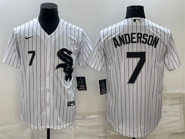 Men's Chicago White Sox #7 Tim Anderson White Cool Base Stitched Jersey Men's Chicago White Sox #7 Tim Anderson White Cool Base Stitched Jersey