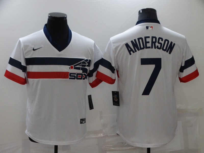 Men's Chicago White Sox #7 Tim Anderson White Cool Base Stitched Jersey