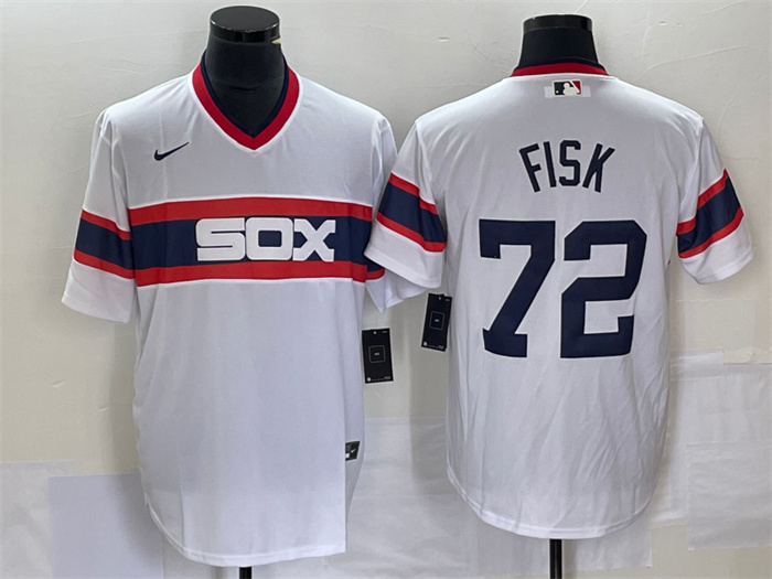 Men's Chicago White Sox #72 Carlton Fisk White Cool Base Stitched Jersey Men's Chicago White Sox #72 Carlton Fisk White Cool Base Stitched Jersey