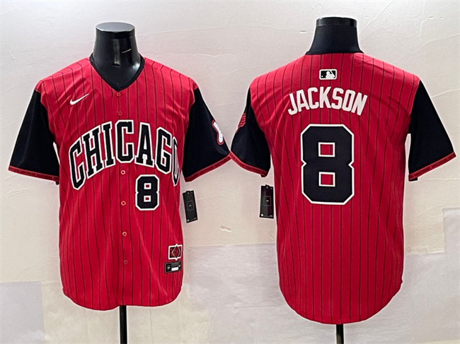 Men's Chicago White Sox #8 Bo Jackson Red Black 2025 City Connect Limited Stitched Baseball Jersey Men's Chicago White Sox #8 Bo Jackson Red Black 2025 City Connect Limited Stitched Baseball Jersey