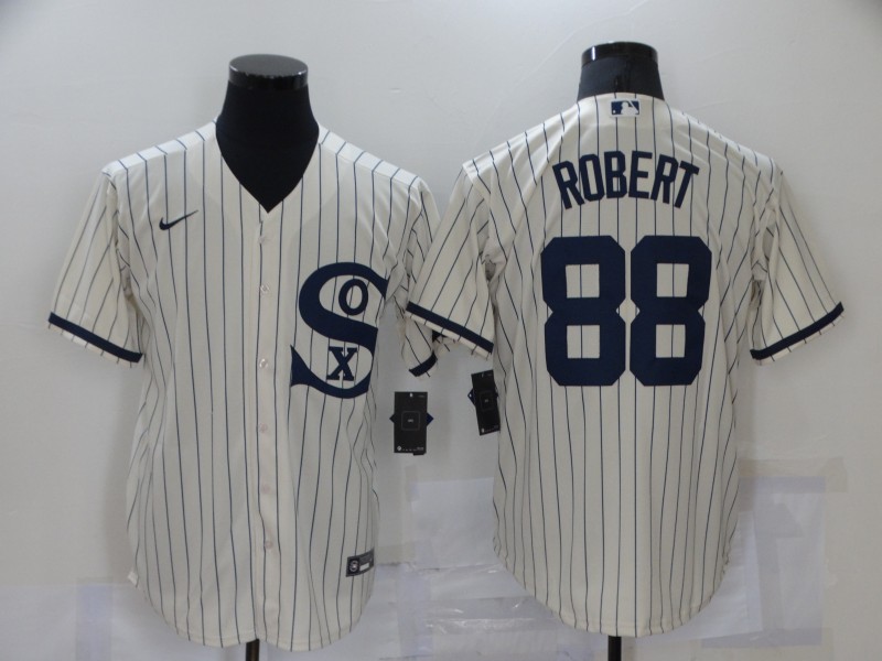 Men's Chicago White Sox #88 Luis Robert 2021 Cream Navy Field of Dreams Name Flex Base Stitched Jersey Men's Chicago White Sox #88 Luis Robert 2021 Cream Navy Field of Dreams Name Flex Base Stitched Jersey
