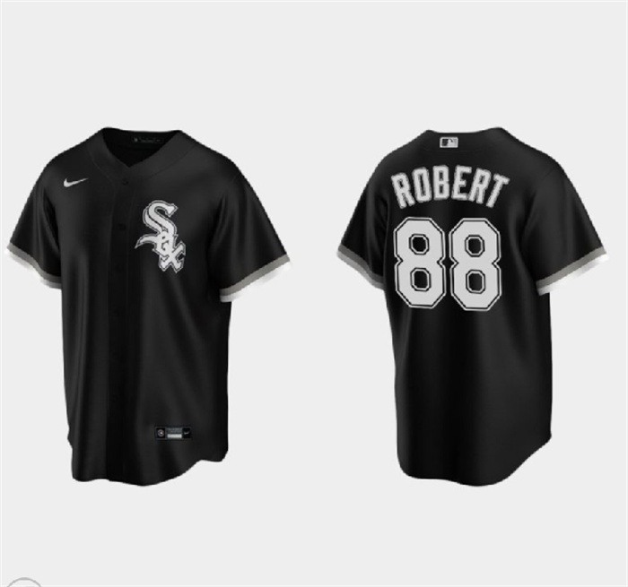 Men's Chicago White Sox #88 Luis Robert Black Cool Base Stitched Jersey Men's Chicago White Sox #88 Luis Robert Black Cool Base Stitched Jersey