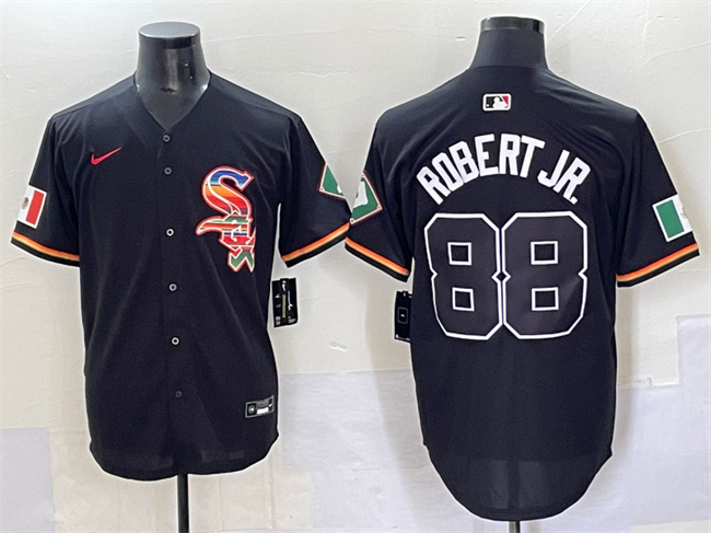 Men's Chicago White Sox #88 Luis Robert Jr. Black Mexico Limited Stitched Baseball Jersey Men's Chicago White Sox #88 Luis Robert Jr. Black Mexico Limited Stitched Baseball Jersey