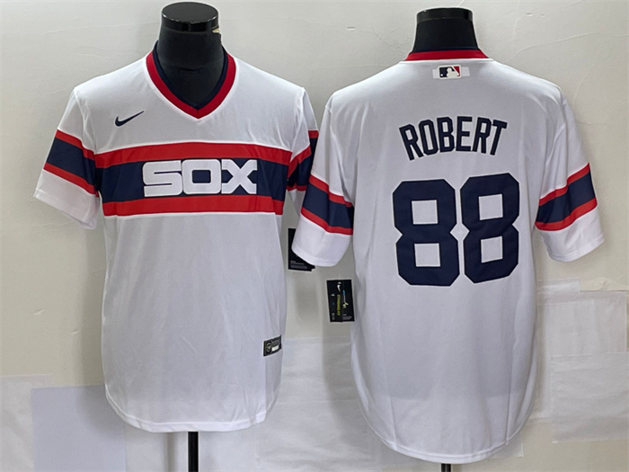 Men's Chicago White Sox #88 Luis Robert White Cool Base Stitched Jersey Men's Chicago White Sox #88 Luis Robert White Cool Base Stitched Jersey