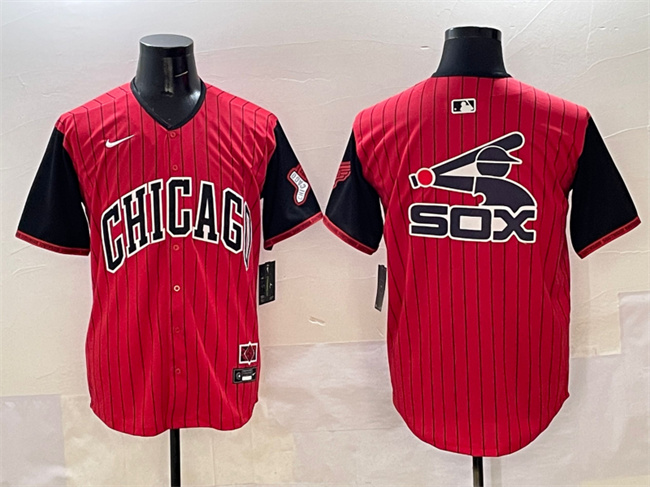 Men's Chicago White Sox Team Big Logo Red Black 2025 City Connect Limited Stitched Baseball Jersey 002 Men's Chicago White Sox Team Big Logo Red Black 2025 City Connect Limited Stitched Baseball Jersey 002