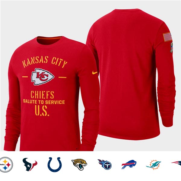 Men's Chiefs Red 2019 Salute to Service Sideline Long Sleeve T-Shirt Men's Chiefs Red 2019 Salute to Service Sideline Long Sleeve T-Shirt
