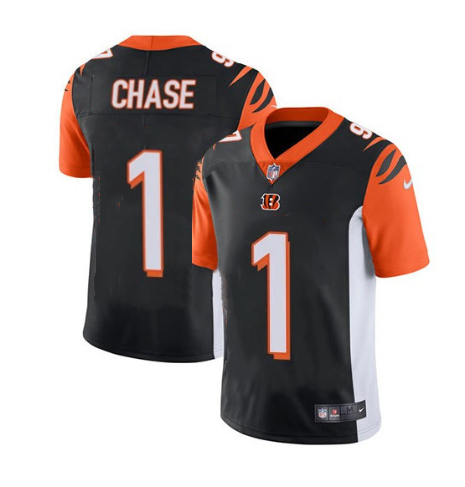 Men's Cincinnati Bengals #1 Ja'Marr Chase Black Vapor Untouchable Limited Stitched Jersey Men's Cincinnati Bengals #1 Ja'Marr Chase Black Vapor Untouchable Limited Stitched Jersey