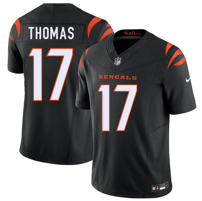 Men's Cincinnati Bengals #17 Noah Thomas Black 2026 Draft F.U.S.E. Vapor Untouchable Limited Stitched Football Jersey Men's Cincinnati Bengals #17 Noah Thomas Black 2026 Draft F.U.S.E. Vapor Untouchable Limited Stitched Football Jersey