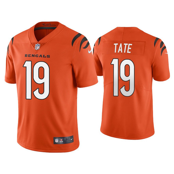Men's Cincinnati Bengals #19 Auden Tate 2021 Orange Vapor Untouchable Limited Stitched Jersey Men's Cincinnati Bengals #19 Auden Tate 2021 Orange Vapor Untouchable Limited Stitched Jersey