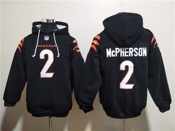 Men's Cincinnati Bengals #2 Evan McPherson Black Pullover Hoodie Men's Cincinnati Bengals #2 Evan McPherson Black Pullover Hoodie