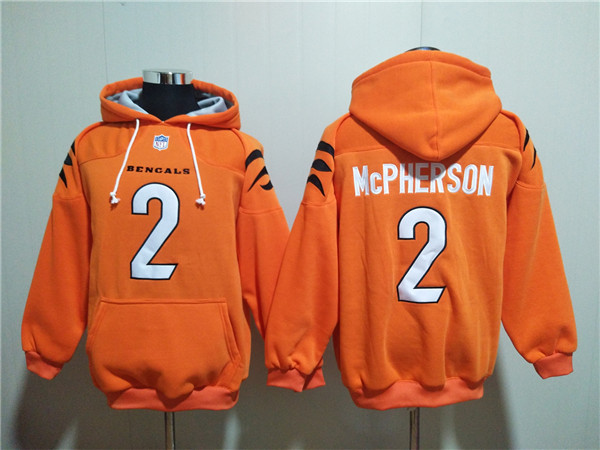 Men's Cincinnati Bengals #2 Evan McPherson Orange Pullover Hoodie Men's Cincinnati Bengals #2 Evan McPherson Orange Pullover Hoodie